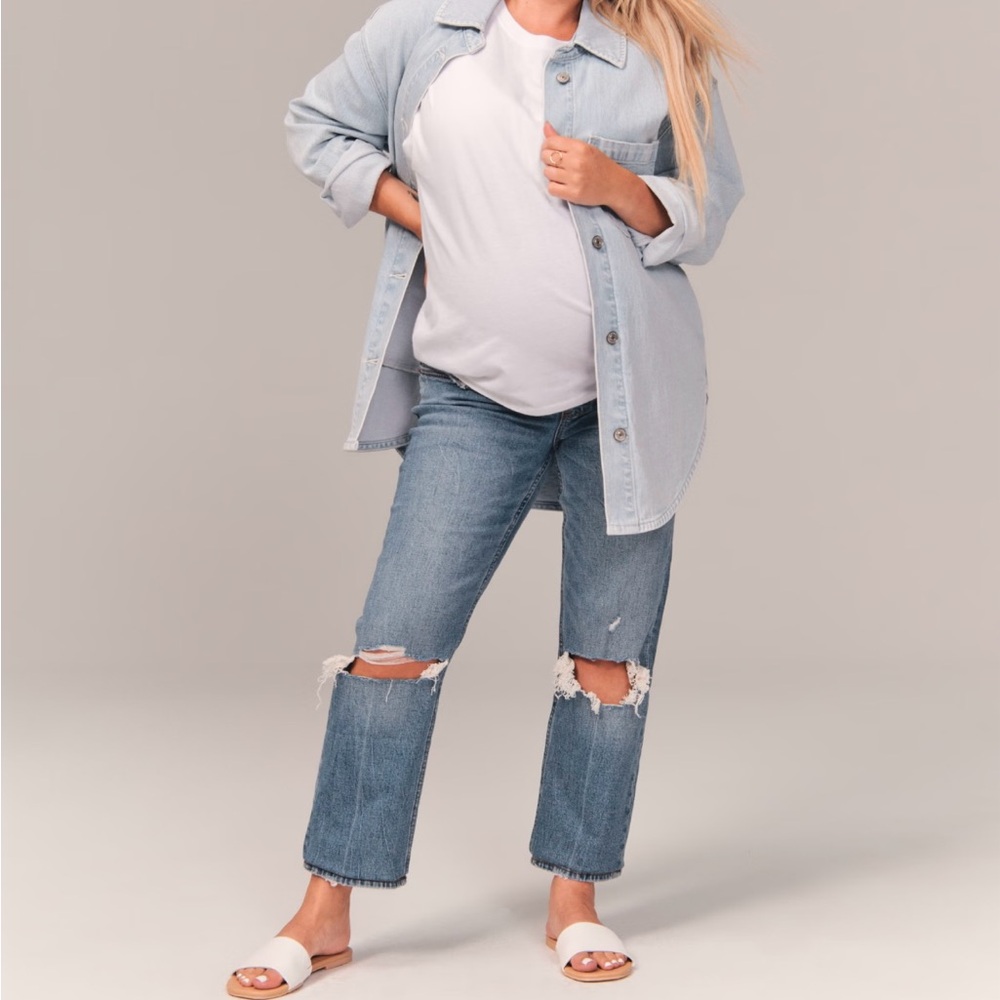 Straight petite maternity jeans, not distressed